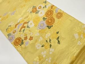 雲に草花模様織出し袋帯